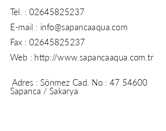 Sapanca Aqua Otel iletiim bilgileri